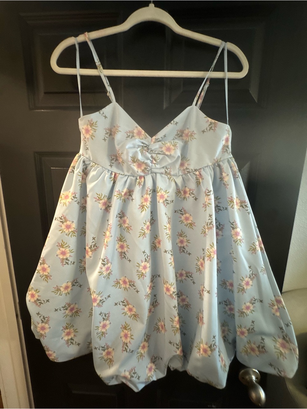 Free People Light Blue Floral Mini Bubble Dress - Picture 3 of 3